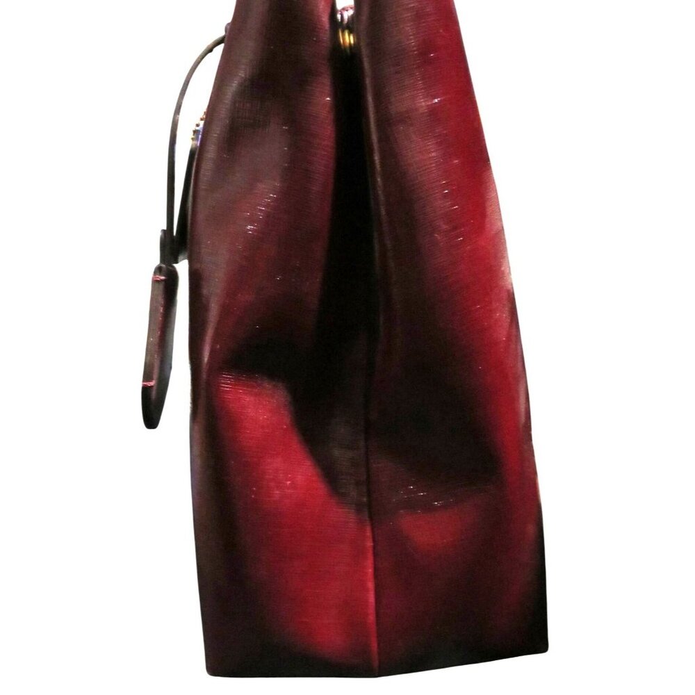 Coach 2014 Peyton Oxblood Saffiano Leather Chain Tote with expandable sides - Picture 7 of 14